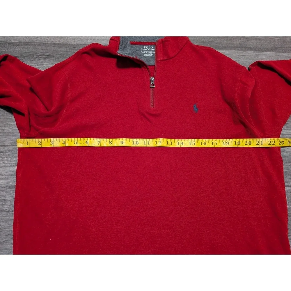 Polo Ralph‎ Lauren Men's Red Quarter Zip Pullover Sweater Size Large